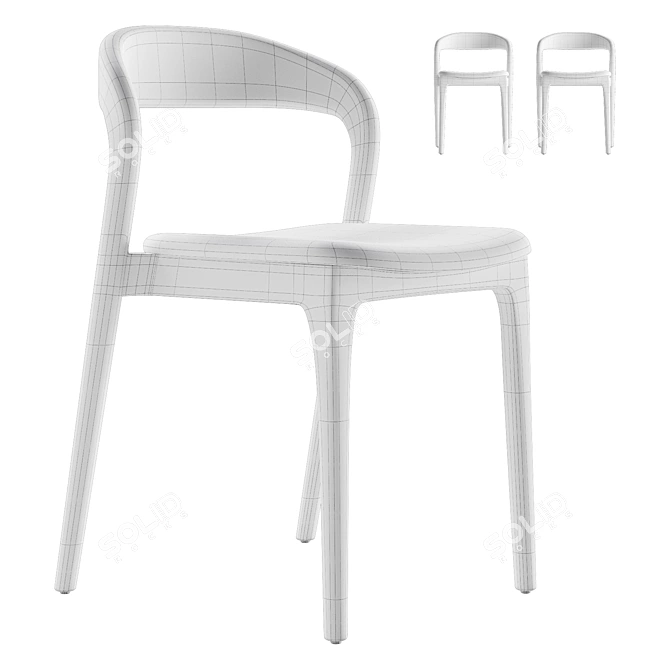 Modern Ash Wood Dining Chair 3D model image 6