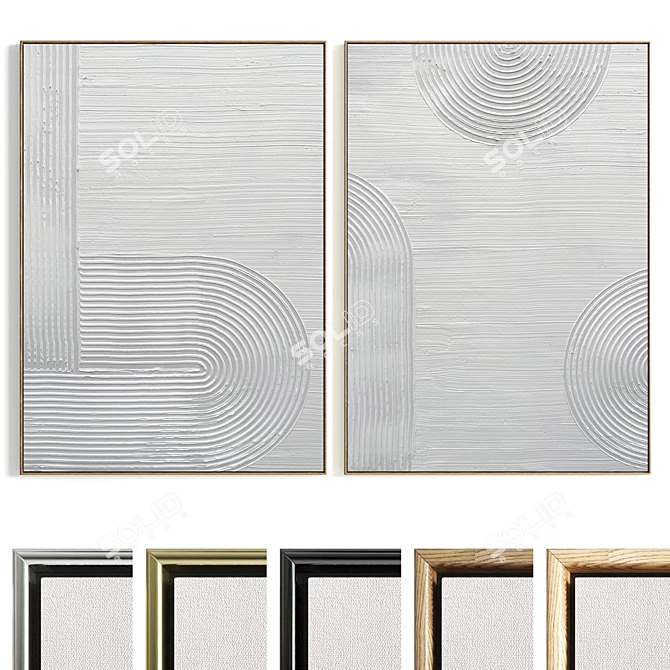 Plaster Two Photo Frame Set 3D model image 1