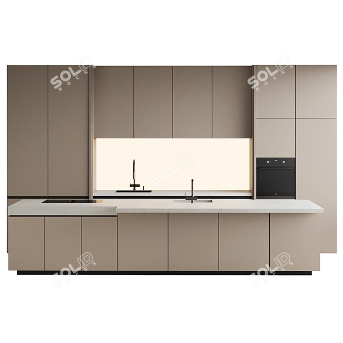 Modern Island Kitchen Design 21 3D model image 1