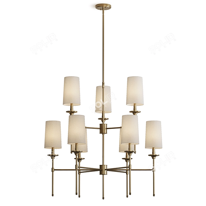 Emily Metal Chandelier, Cream Shades 3D model image 2