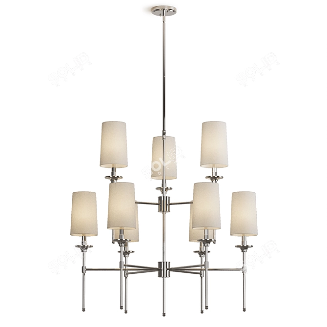 Emily Metal Chandelier, Cream Shades 3D model image 3