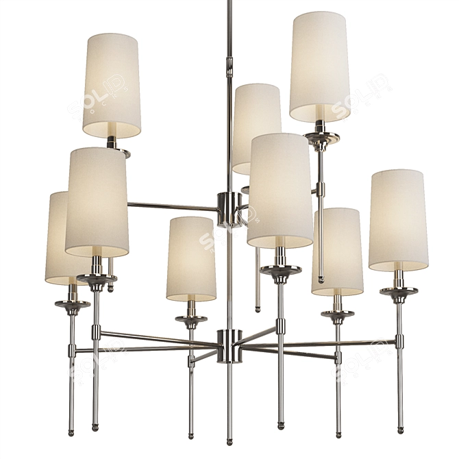 Emily Metal Chandelier, Cream Shades 3D model image 5