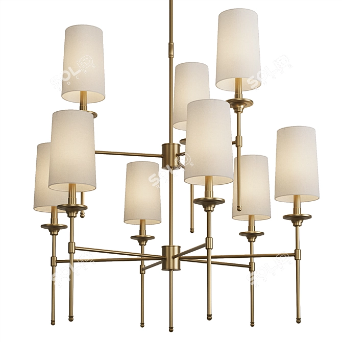 Emily Metal Chandelier, Cream Shades 3D model image 6