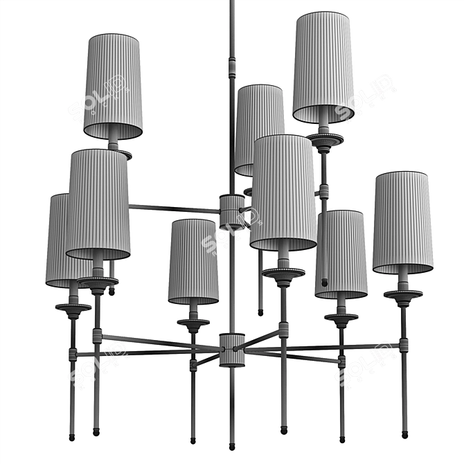 Emily Metal Chandelier, Cream Shades 3D model image 7