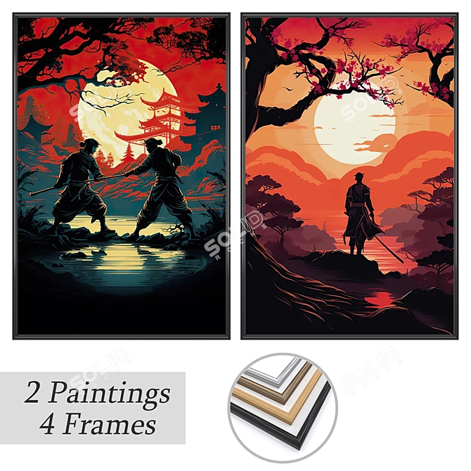 Art Set with Multiple Frames 3D model image 1