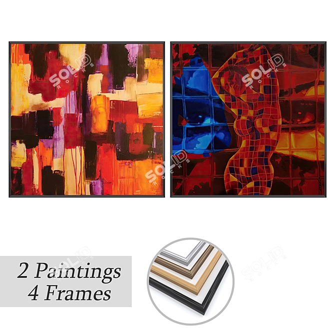 Artwork Set with Multiple Frames 3D model image 1