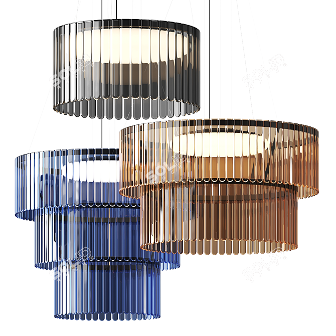 Adjustable Pendant Lamp System with Various Sizes 3D model image 1