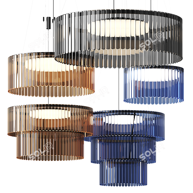 Adjustable Pendant Lamp System with Various Sizes 3D model image 2
