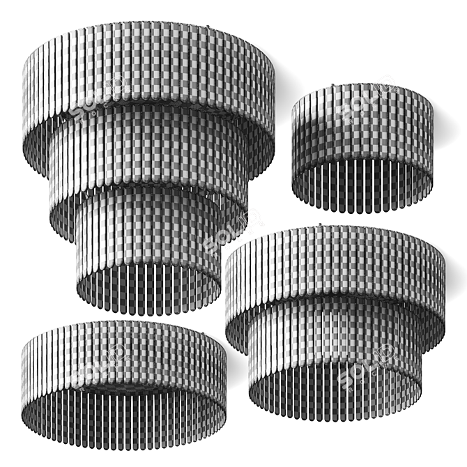 Adjustable Pendant Lamp System with Various Sizes 3D model image 3