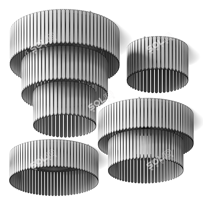 Adjustable Pendant Lamp System with Various Sizes 3D model image 4