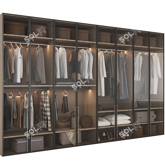 Modern Modular Wardrobe Set 3D model image 2