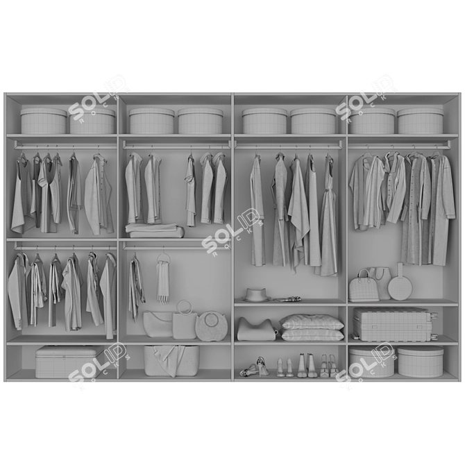 Modern Modular Wardrobe Set 3D model image 4