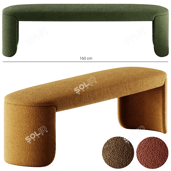 Elegant Petal Fabric Bench 3D model image 1