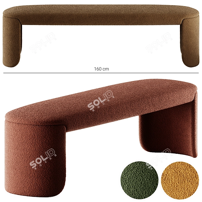 Elegant Petal Fabric Bench 3D model image 2