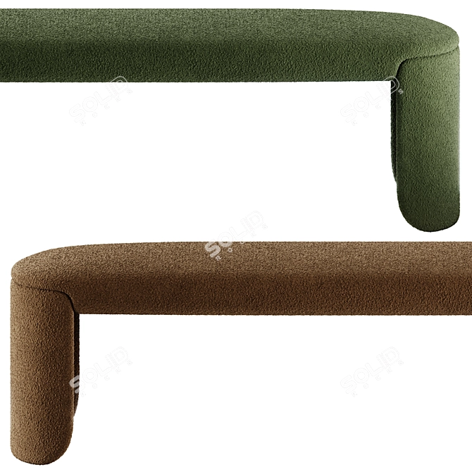 Elegant Petal Fabric Bench 3D model image 5