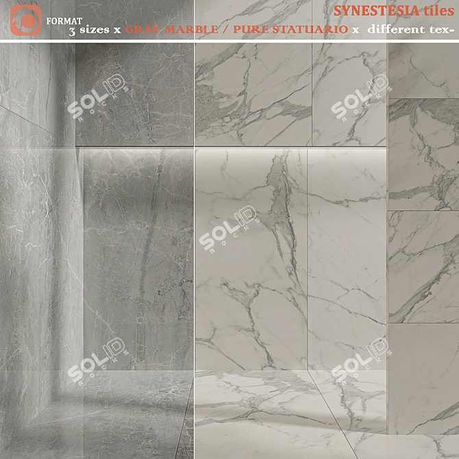 SYNESTESIA Gray Marble Statuario Tiles 3D model image 1