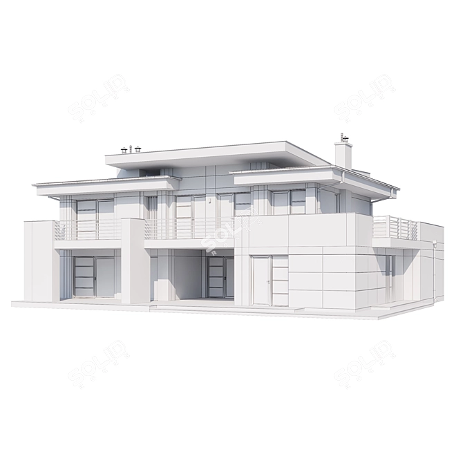 Modern Mansion Architectural Model 3D model image 5