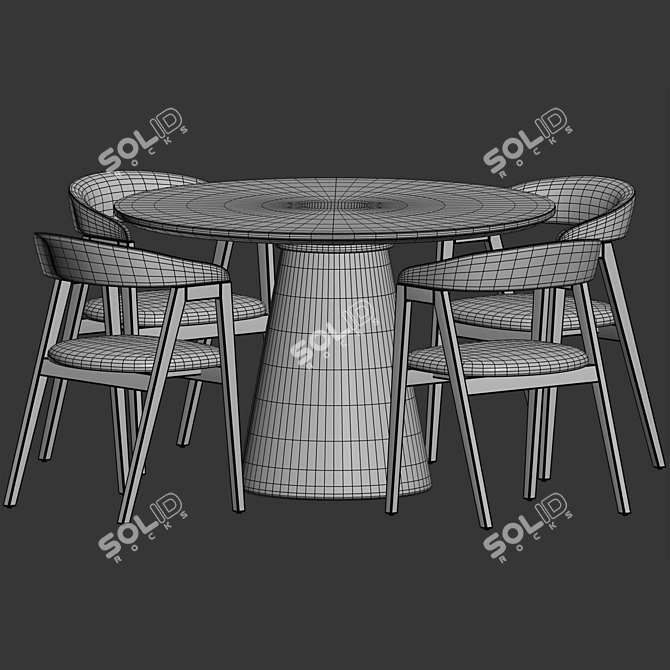 Scandi Round Dining Set Ash 3D model image 14