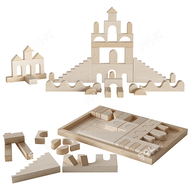 Fitwood Wooden Building Blocks 3D model image 1