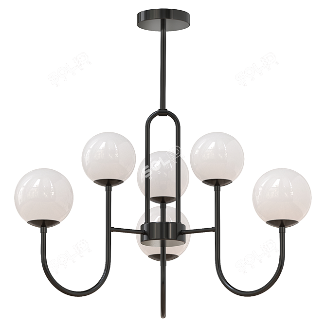 Modern Black Iron Chandelier 9-Light 3D model image 1