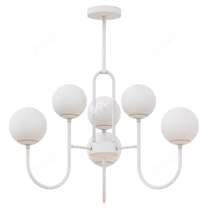 Modern Black Iron Chandelier 9-Light 3D model image 2