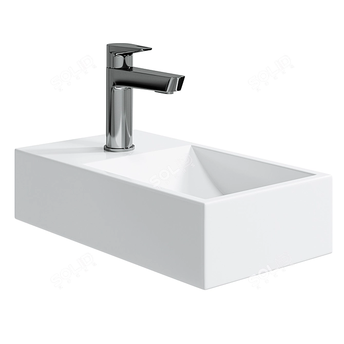Modern Wall Mounted Washbasin - Brenstain BA18 3D model image 2