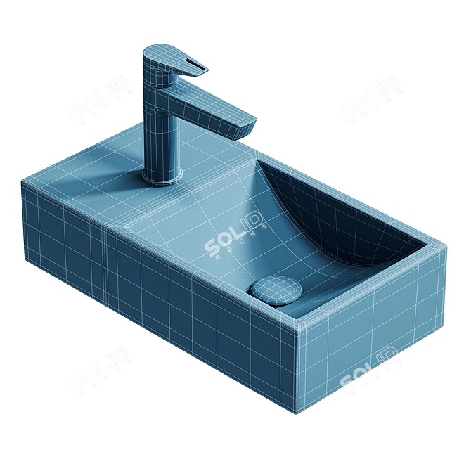 Modern Wall Mounted Washbasin - Brenstain BA18 3D model image 3