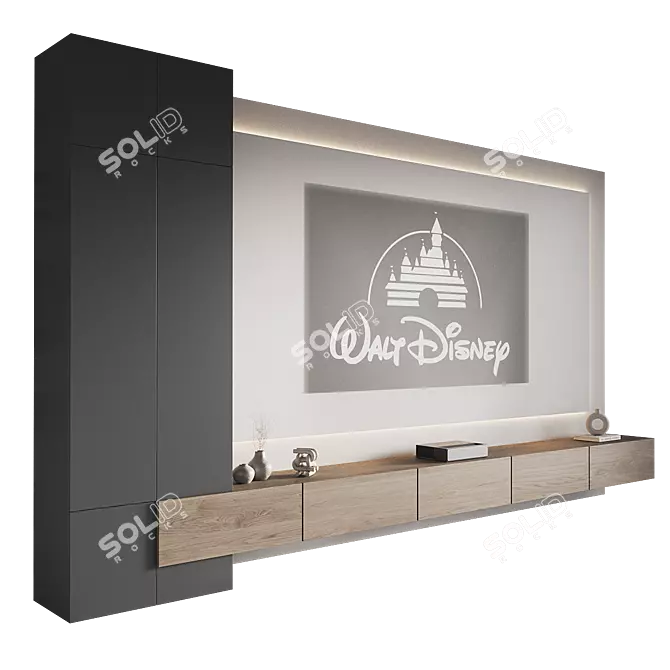 Modern TV Wall Mount Set 3D model image 1