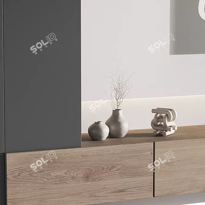 Modern TV Wall Mount Set 3D model image 3