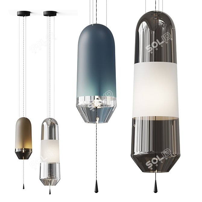  Hand-Blown Glass Pendant Light 3D model image 1