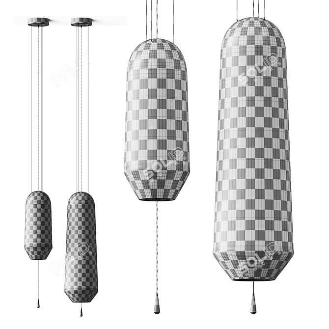  Hand-Blown Glass Pendant Light 3D model image 3