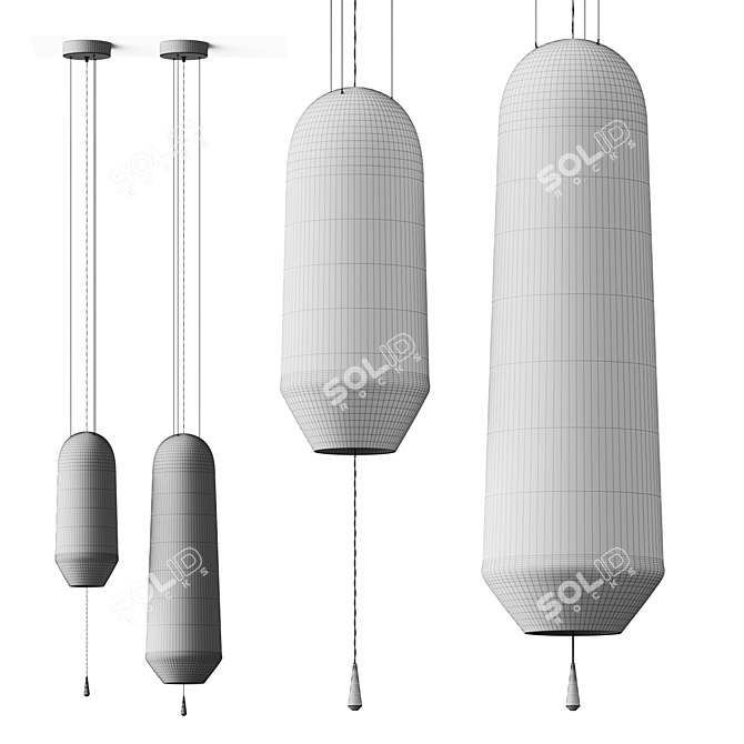  Hand-Blown Glass Pendant Light 3D model image 4