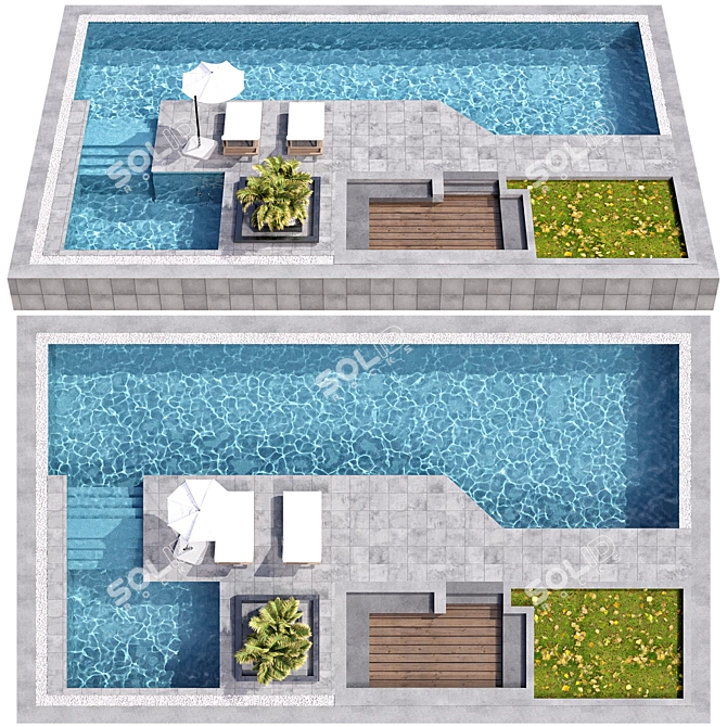 Modern Pool No110 - VRay & Corona 3D model image 1