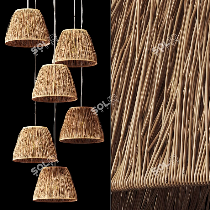 Elegant Wicker Lamp Set, 3D 3D model image 1