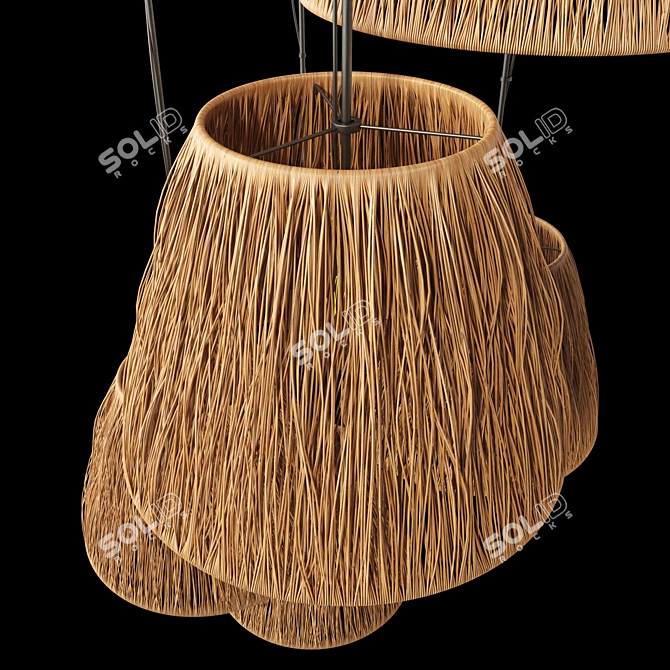 Elegant Wicker Lamp Set, 3D 3D model image 3