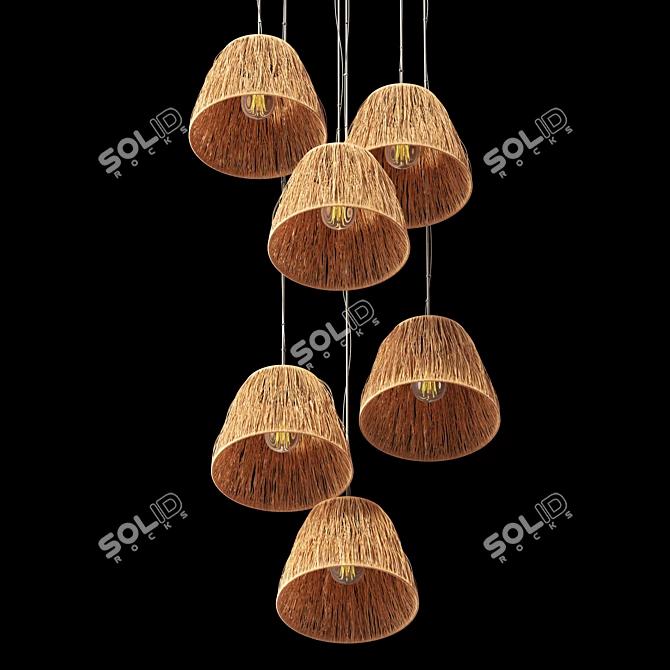 Elegant Wicker Lamp Set, 3D 3D model image 4