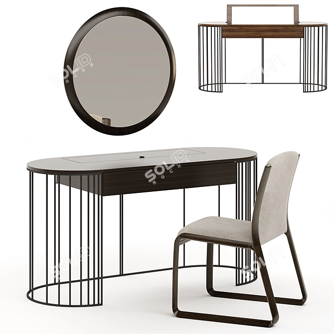 Elegant Doppler Dressing Table Set 3D model image 1