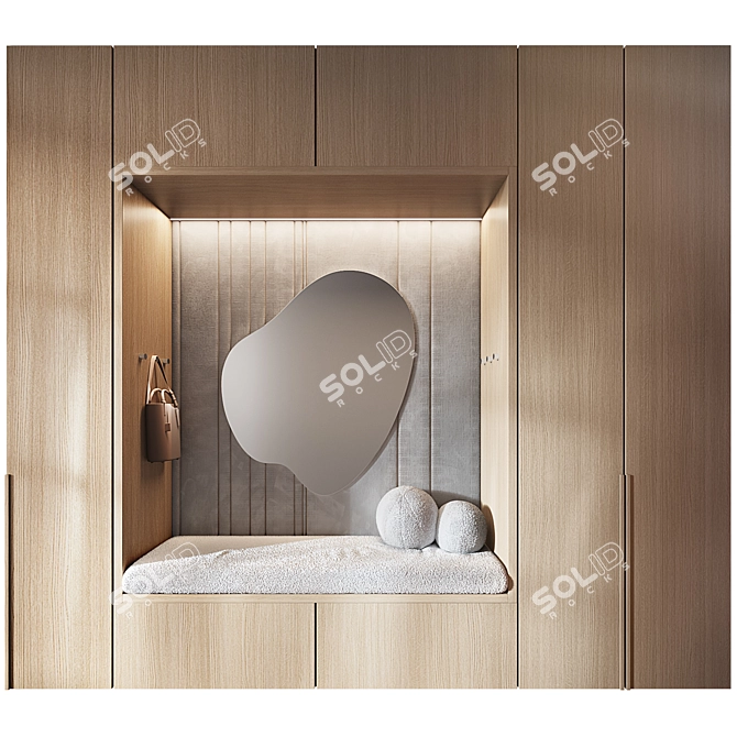 Modern Hallway Set with Mirror 3D model image 1