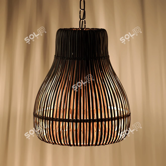 Natural Rattan Bottle Neck Pendant 3D model image 4