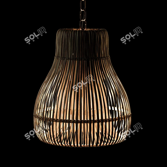 Natural Rattan Bottle Neck Pendant 3D model image 6