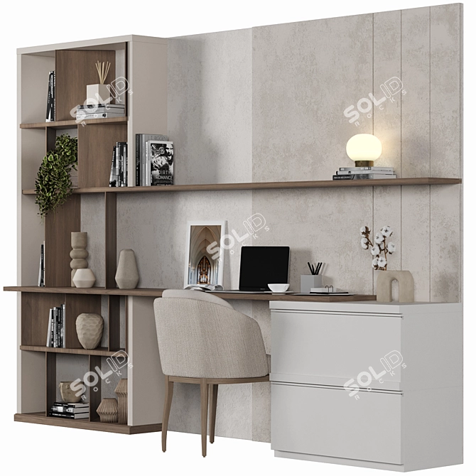 Modern Wood Home Office Furniture 3D model image 1