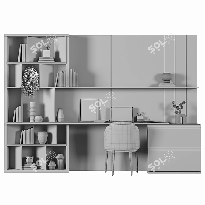 Modern Wood Home Office Furniture 3D model image 4