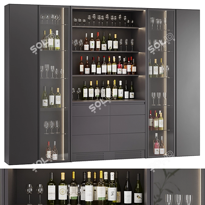 Modern Bar Cabinet Set3 Home 3D model image 1