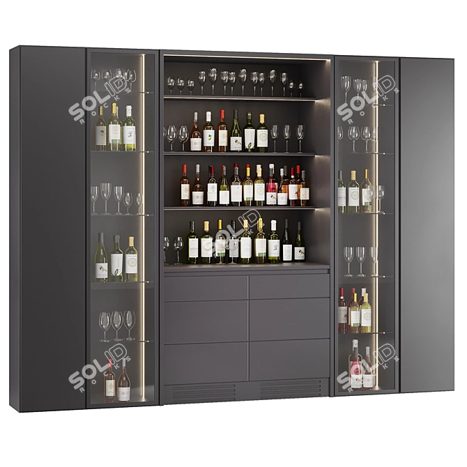 Modern Bar Cabinet Set3 Home 3D model image 2