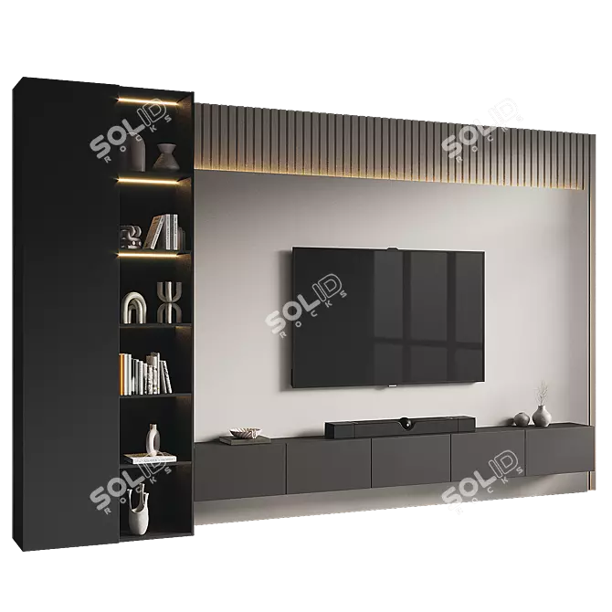Modern TV Wall Set 3D 3D model image 1