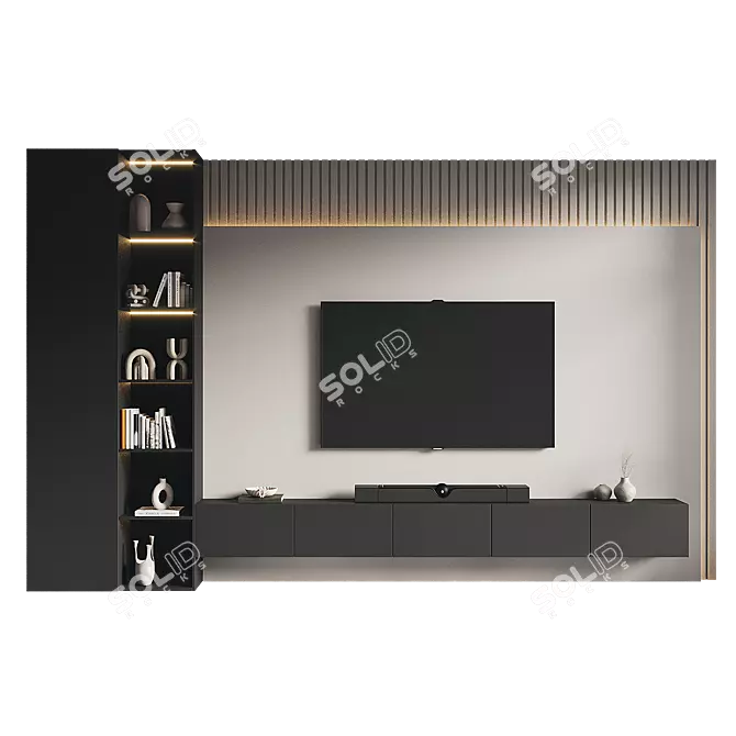 Modern TV Wall Set 3D 3D model image 2