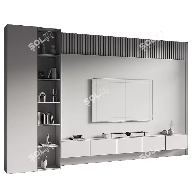 Modern TV Wall Set 3D 3D model image 4