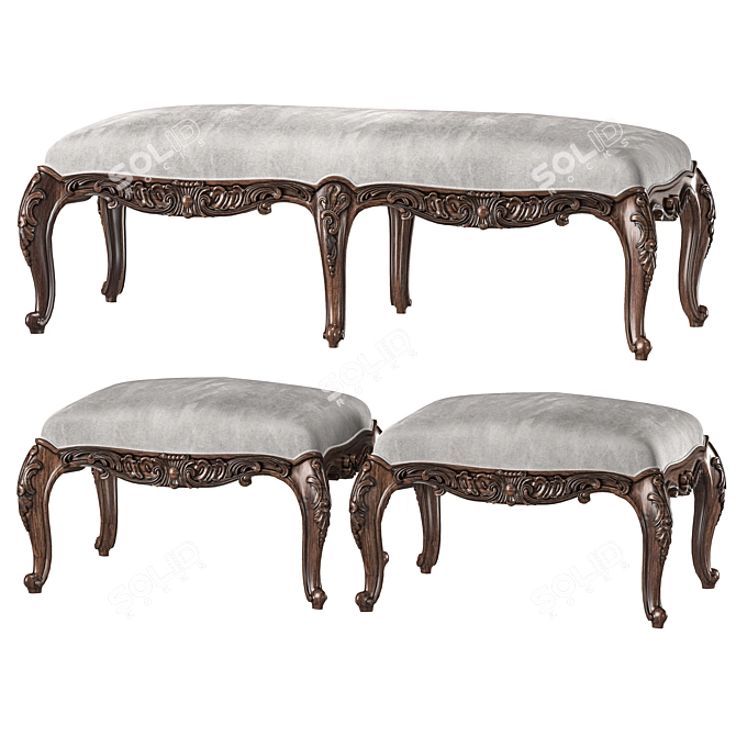 Luxurious Andrea Fanfani Bench Set 3D model image 1