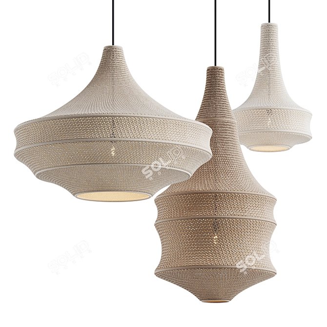  Handcrafted Crochet Pendant Lamp 3D model image 5