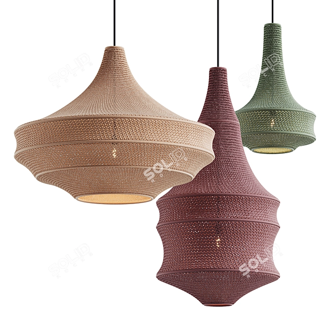  Handcrafted Crochet Pendant Lamp 3D model image 6